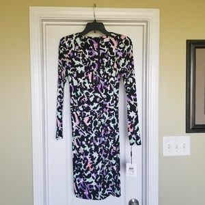 Calvin Klein V-Neck Front Ruching Dress